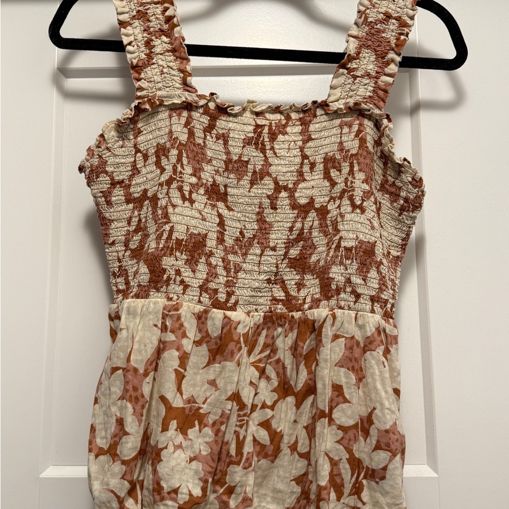 Floral Smocked Sleeveless Top